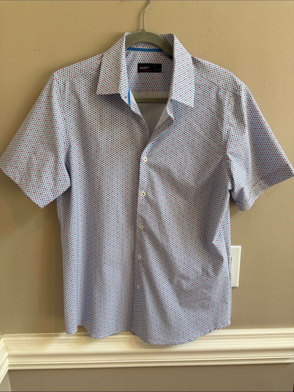 Quieti Performance Geo-Print Button Down Shirt Medium